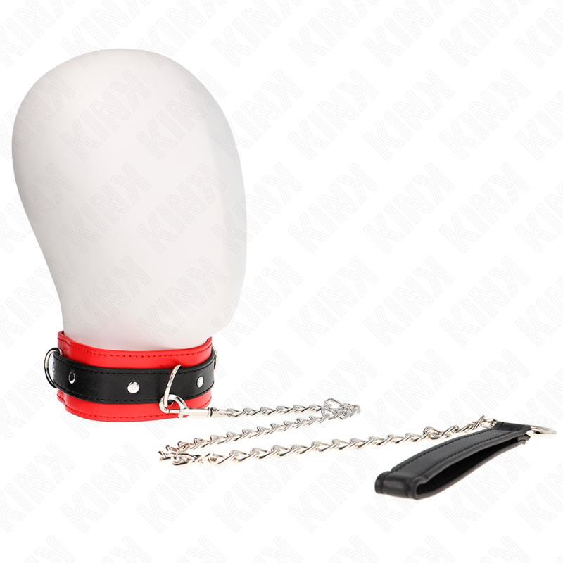 Collier BDSM Basic avec Laisse Rouge 65 cm - KINK - KINK COLLAR & GAG