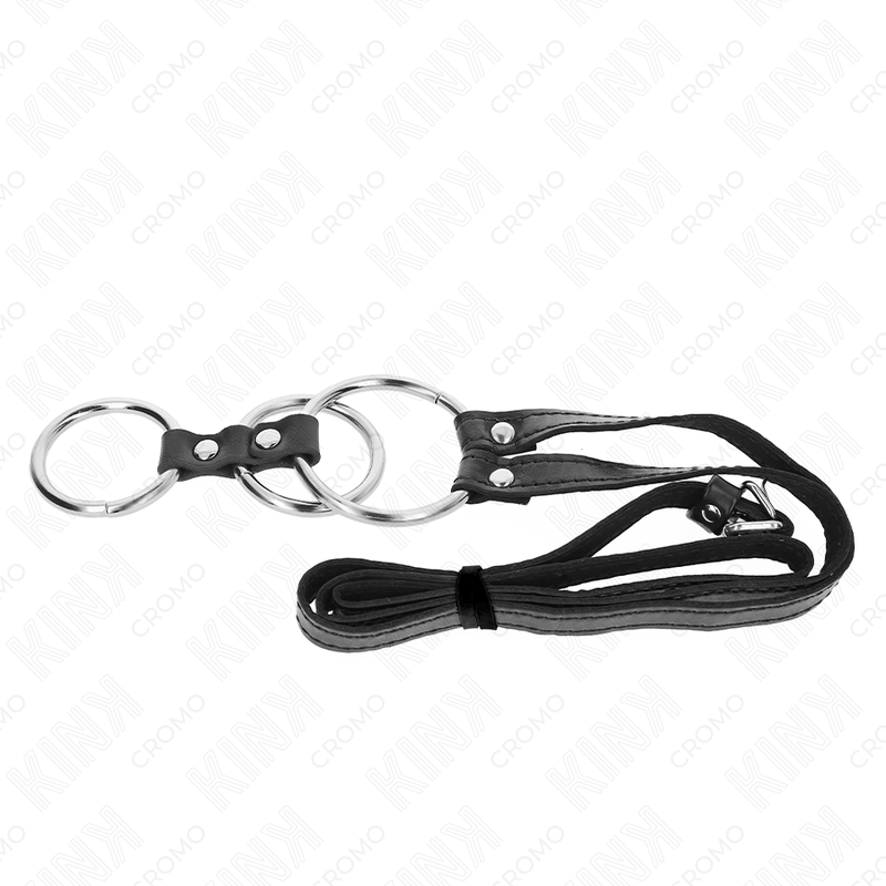 Anneau Pénien Triple Métal avec Ceinture Cuir - Kink - KINK RING POWER