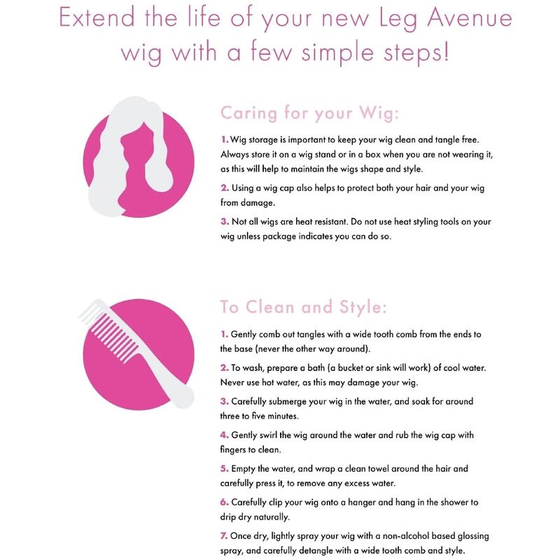 Perruque Longue Frange Droite Rose - Leg Avenue