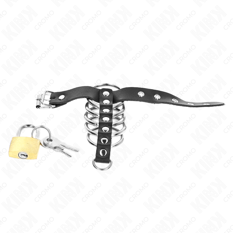 Anneau Pénien Cuir avec Sangle et 5 Anneaux Métalliques - Kink - KINK RING POWER