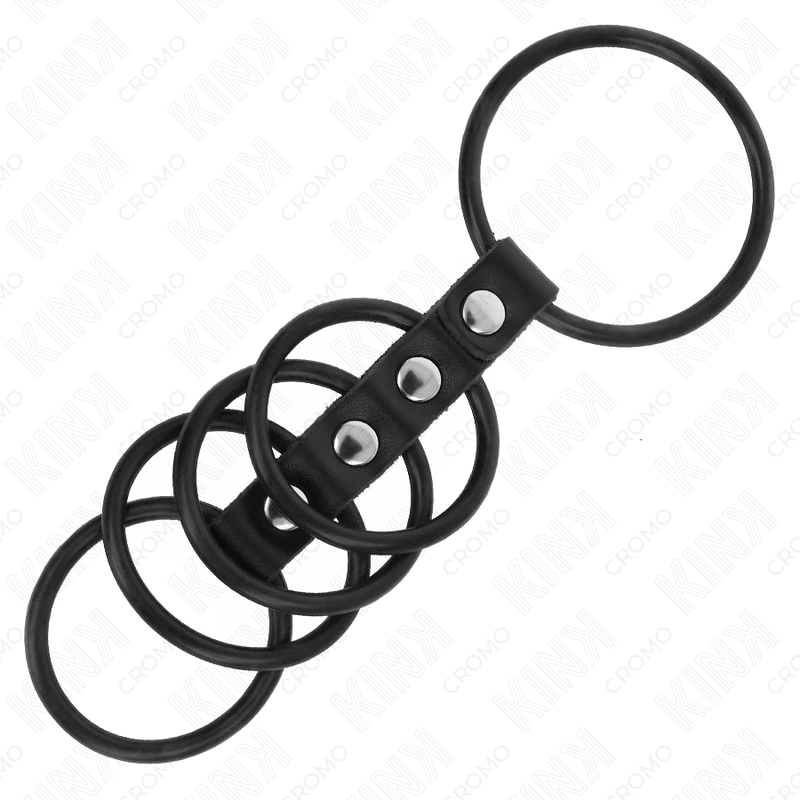 Anneaux péniens connectés en silicone et cuir 3,8-4,8 cm - Kink - KINK RING POWER