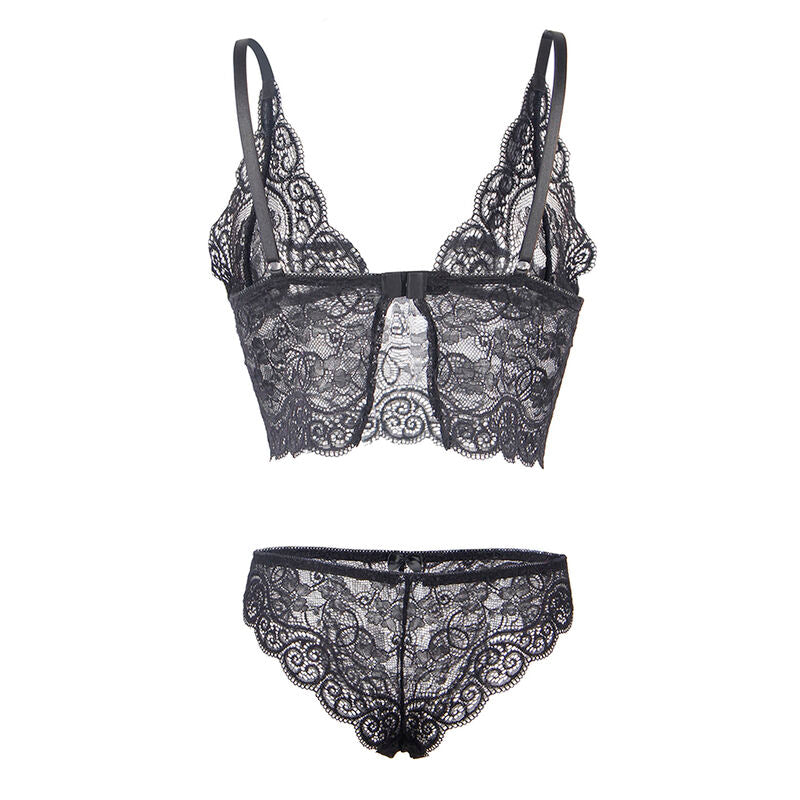 Chemisier de nuit en soie et dentelle + culotte noire L/XL - Subblime - SUBBLIME SETS