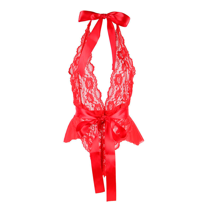 Body sexy à volants avec ceinture rouge L/XL - Subblime