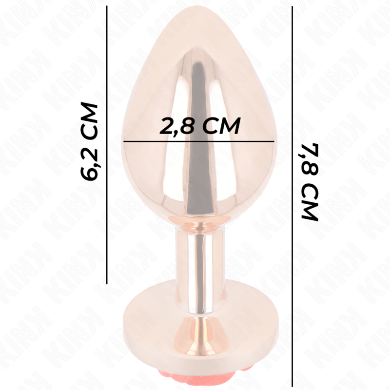 Plug anal métallique or rose avec rose rouge taille S - Kink - KINK PLEASURE PLUGS