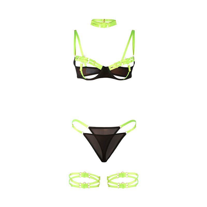 Ensemble lingerie soutien-gorge collier vert fluo L/XL - Subblime - SUBBLIME SETS