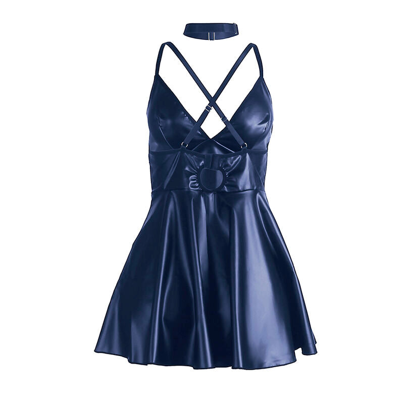 Robe à bretelles finition cuir PU bleue taille L/XL - Subblime - SUBBLIME DRESSES