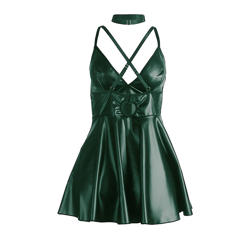 Robe à bretelles en cuir PU verte taille S/M - Subblime - SUBBLIME DRESSES