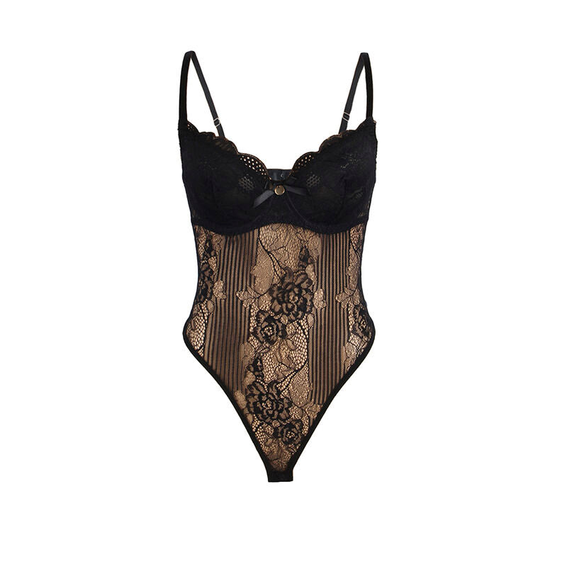 Body en dentelle ouvert entrejambe noir S/M - Subblime - SUBBLIME BODIES
