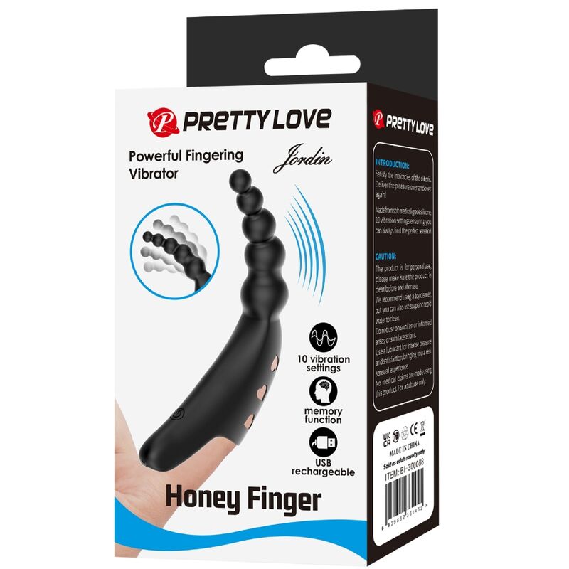 Doigt Vibrant Pretty Love 10 Modes Rechargeable Noir