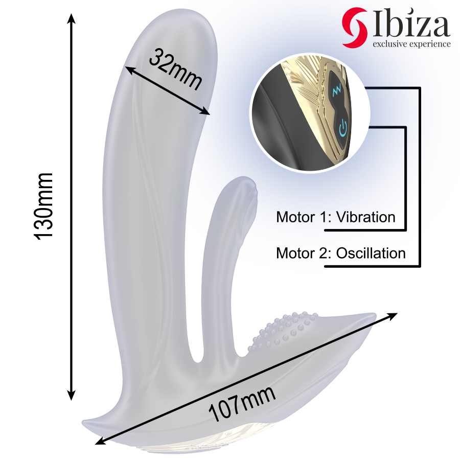 Vibromasseur Double Ibiza Télécommandé Point G et Clitoris