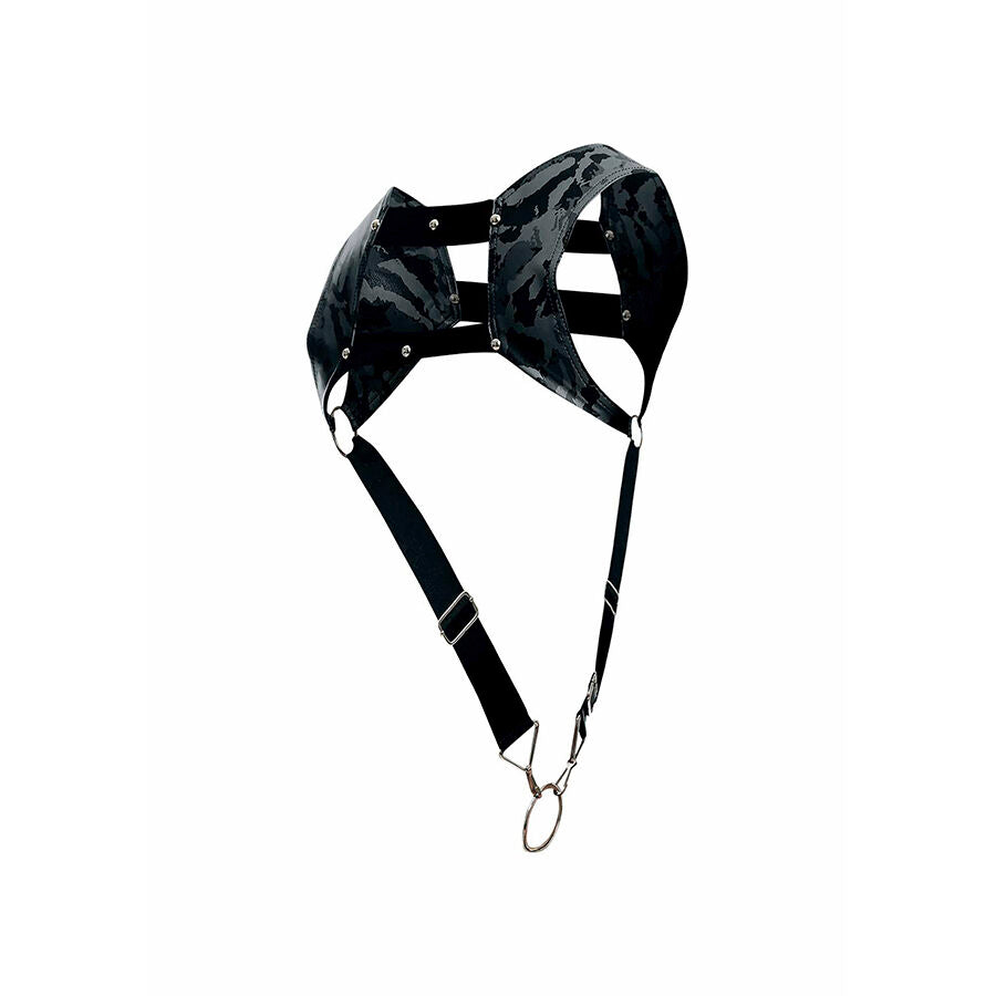 Harnais bondage MOB Dongeon avec anneau pénis argent - MaleBasics - MOB