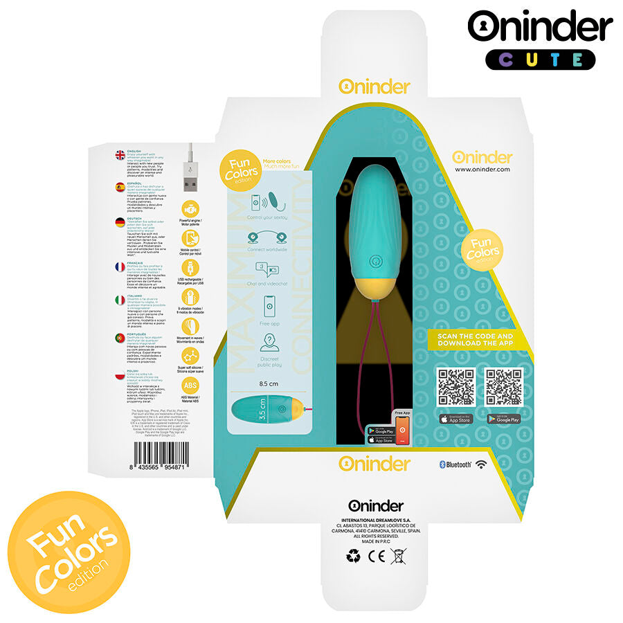 Oninder – Œuf vibrant Connecté et Rotatif en Silicone – Bleu