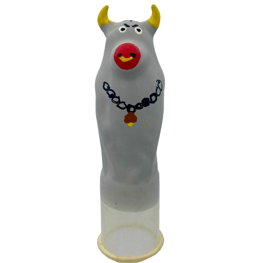Préservatif Fantaisie Peint Main Taureau Gris XL - Condomerie - CONDOMERIE