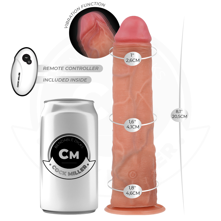 Gode Réaliste Vibrant Cock Miller 20,5cm Télécommandé