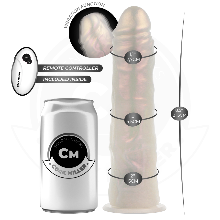 Gode Vibrant Cock Miller LED Télécommandé Blanc 21,5cm