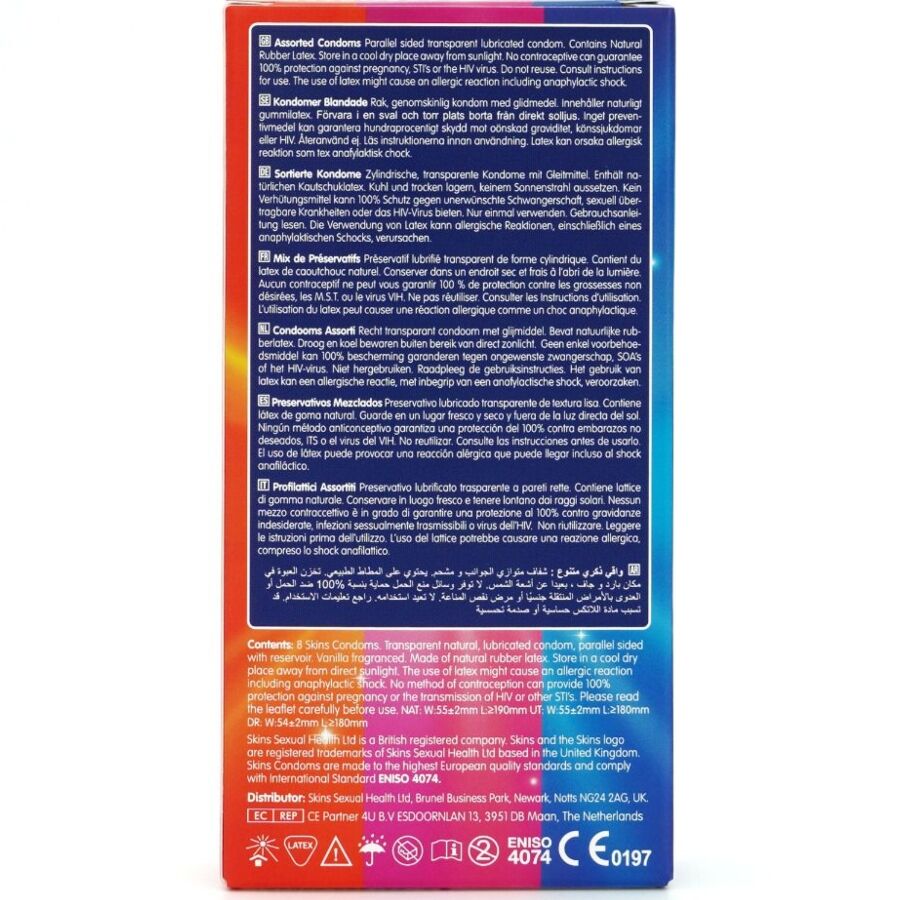 Préservatifs Premium Assortis Pack de 8 - Skins - SKINS