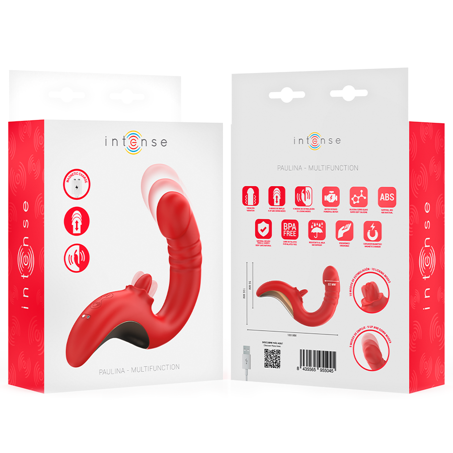 Vibrateur Double Stimulation Paulina en U Rouge - Intense