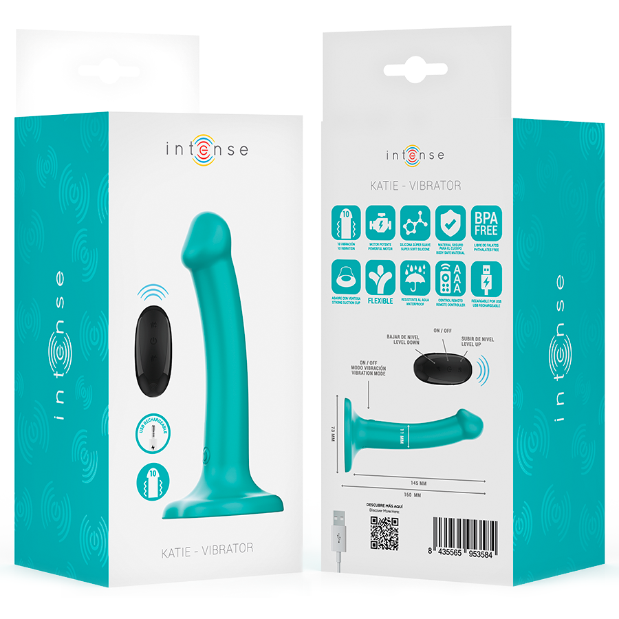 Vibromasseur Katie avec Ventouse 10 Vibrations Bleu - Intense
