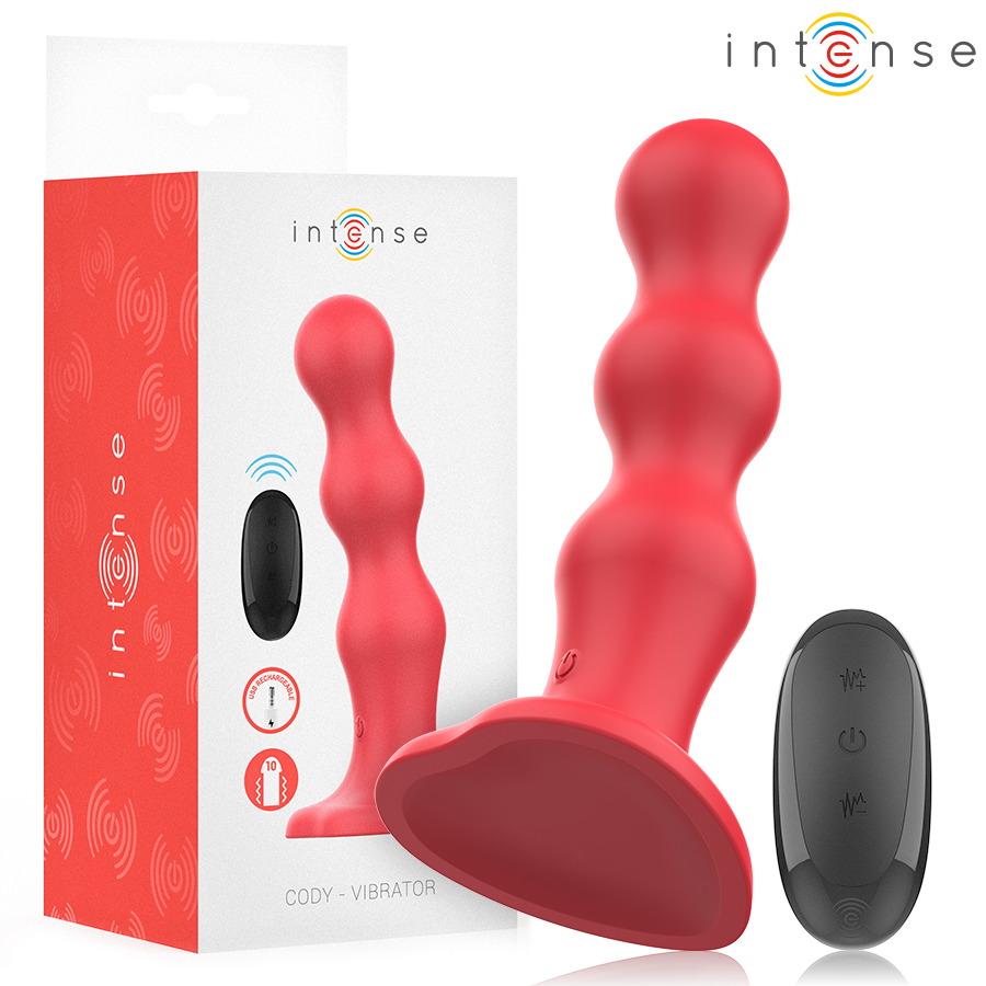 Vibrateur Cody Rouge avec Télécommande et Ventouse - Intense