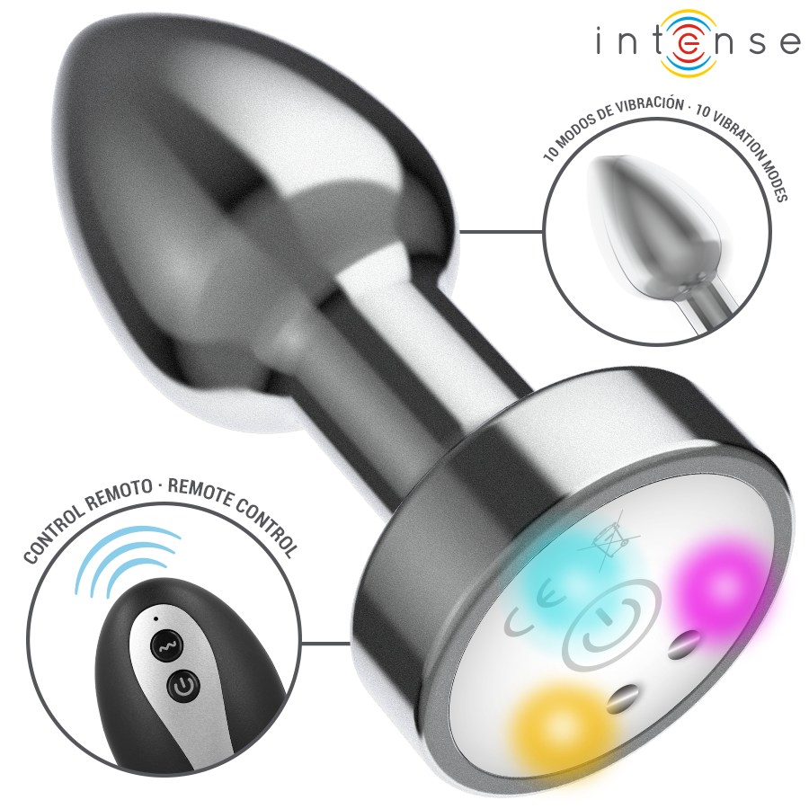 Plug Anal Vibrant Métal LED Intense Taille M Gris - Intense