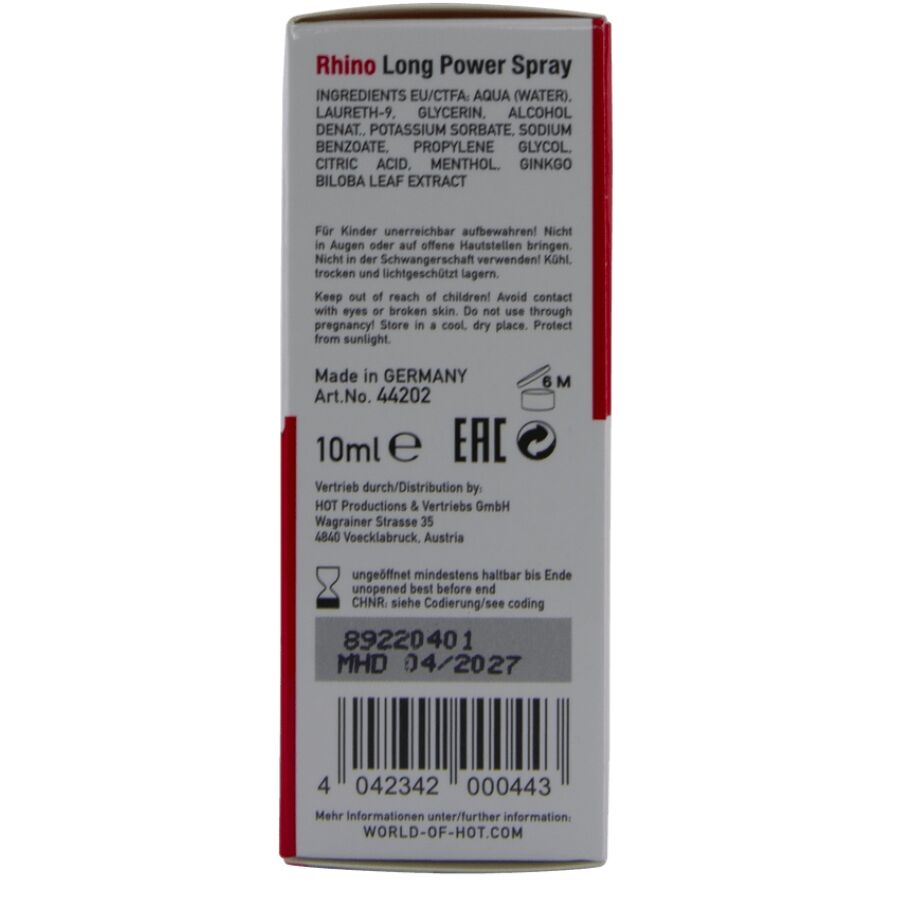 Spray Retardateur Rhino Long Power 10ml - Hot