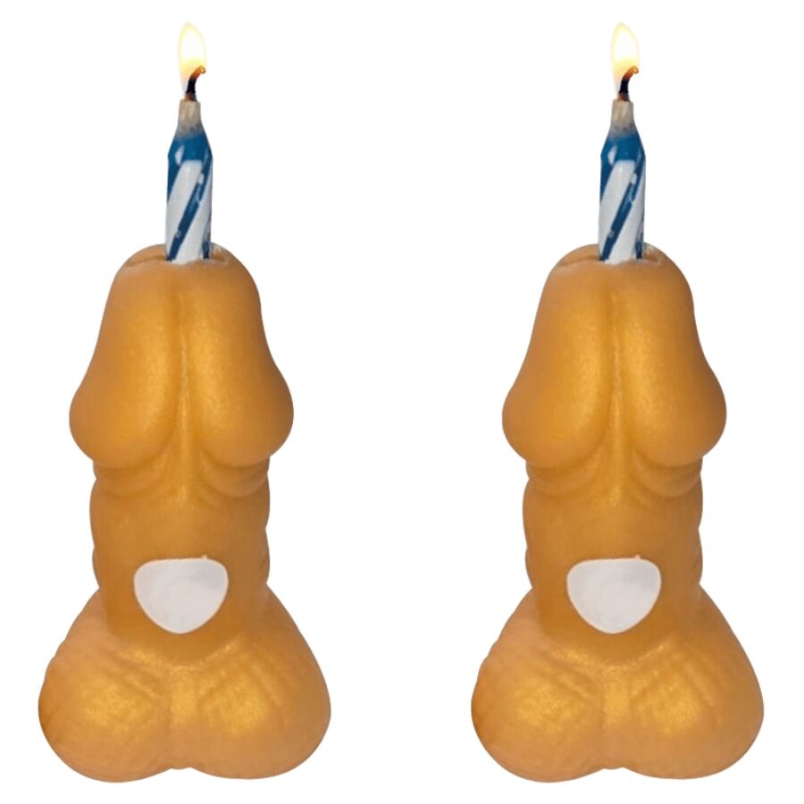 Bougies Anniversaire Pénis Dorées Diablo Picante - Diverty Sex