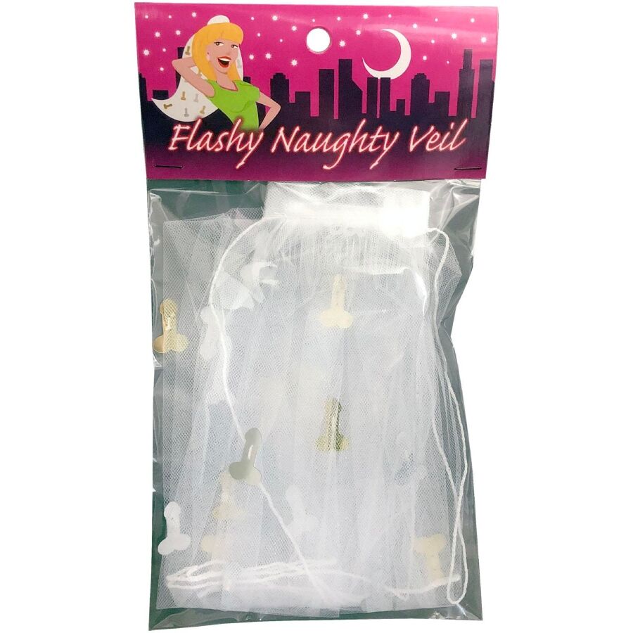 Voile de Mariée Confettis Pénis Blanc & Or - Kheper Games