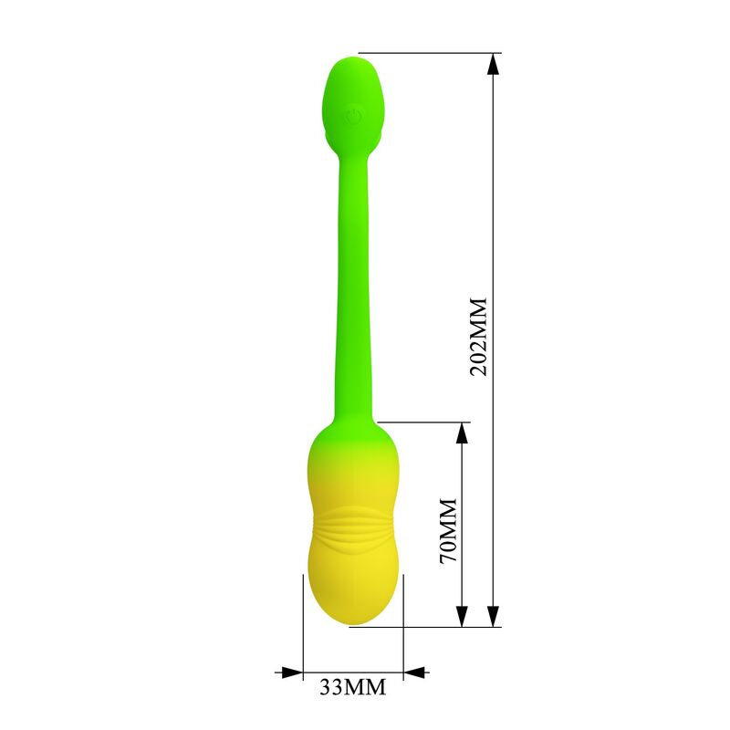 PRETTY LOVE - Å'UF VIBRANT CONTRÔLABLE PAR APPLICATION PULSEN 12 FONCTIONS RECHARGEABLE PAR USB VERT-JAUNE