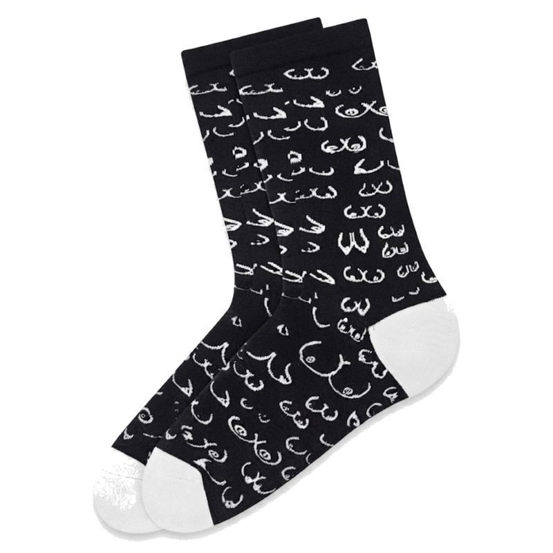 DIABLO PICANTE - CHAUSSETTES NOIRES À MOTIF SEINS POINTURES 41 - 45