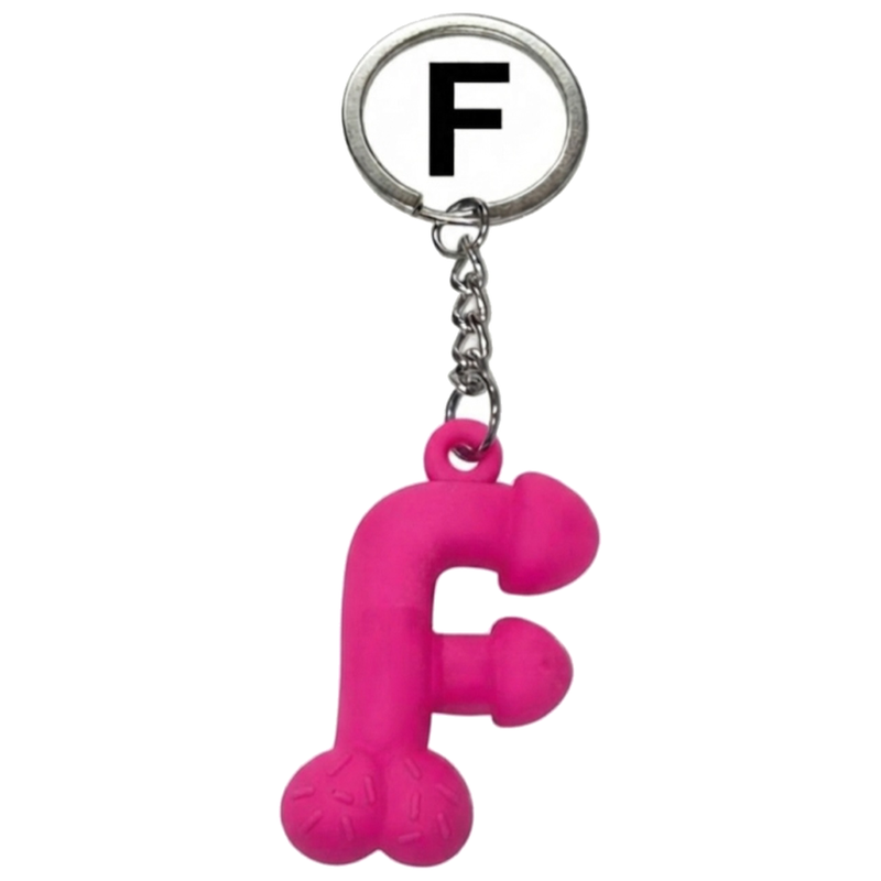 DIABLO PICANTE - PORTE - CLÉS FUCHSIA EN FORME DE PÉNIS PARFUMÉ À LA FRAISE LETTRE F