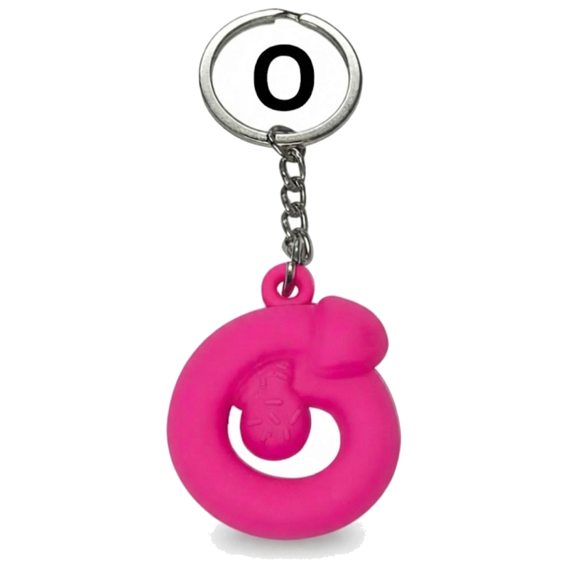 DIABLO PICANTE - PORTE - CLÉS FUCHSIA EN FORME DE PÉNIS, LETTRE O PARFUMÉE À LA FRAISE