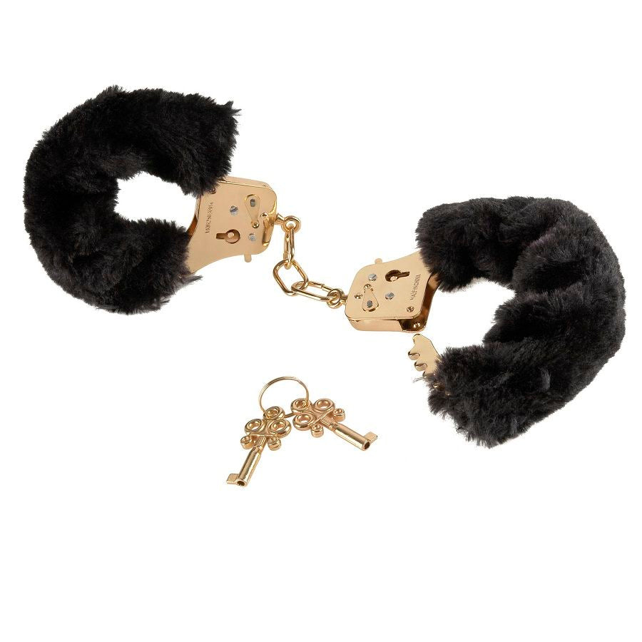 Menottes BDSM Fetish Fantasy Gold Fourrure Noire - Pipedream