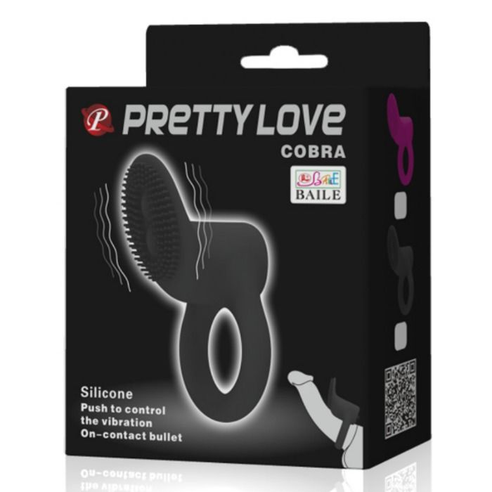 Anneau Vibrant Cobra Noir - Pretty Love