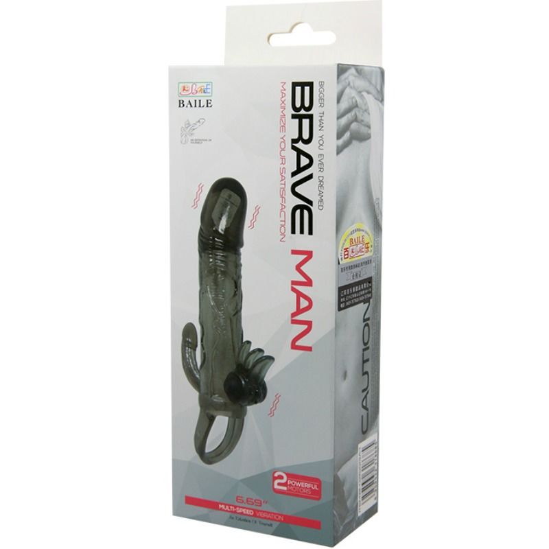 Baile - Gaine à Pénis Vibrant avec stimulation Clitoris Noir - 16,5 cm