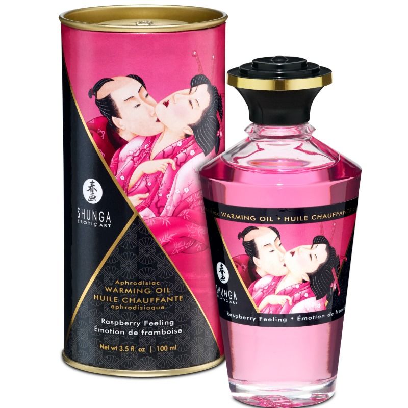 Shunga - Huile Chauffante Aphrodisiaque Framboise - 100 ml