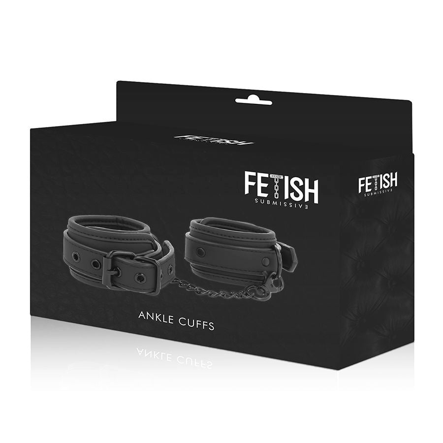 Fetish Submissive – Menottes de Cheville BDSM en Cuir Synthétique Noir