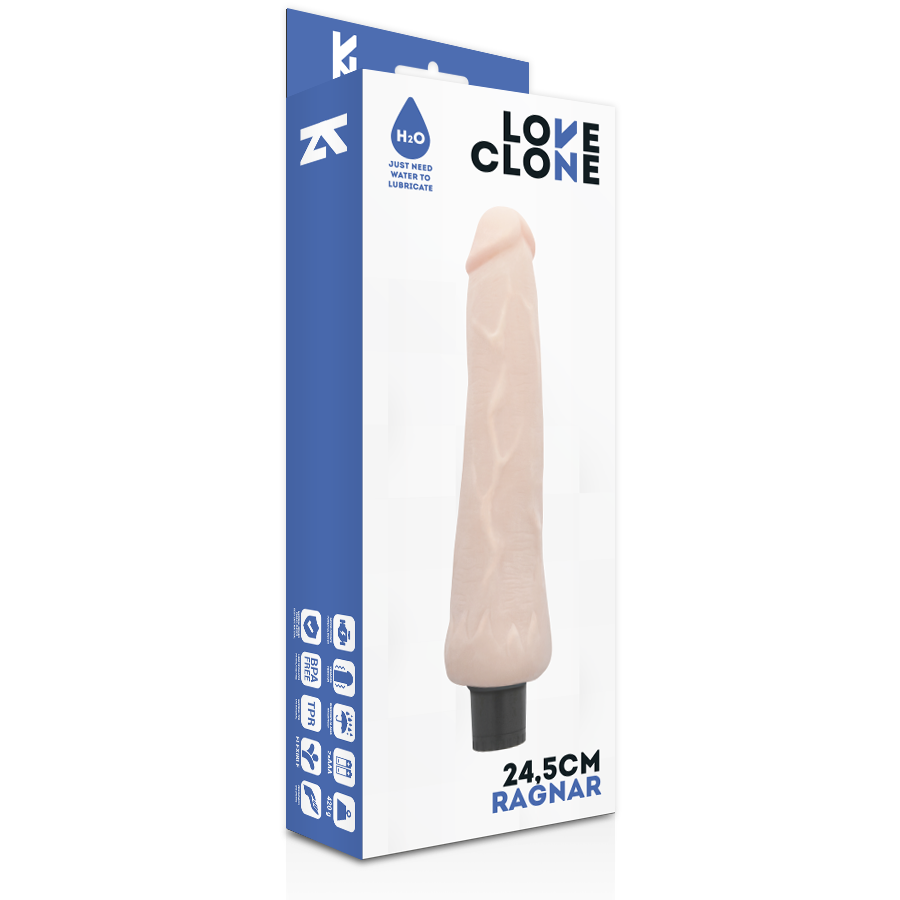 Vibromasseur réaliste autolubrifiant Ragnar 24.5 cm - Loveclone - LOVECLONE