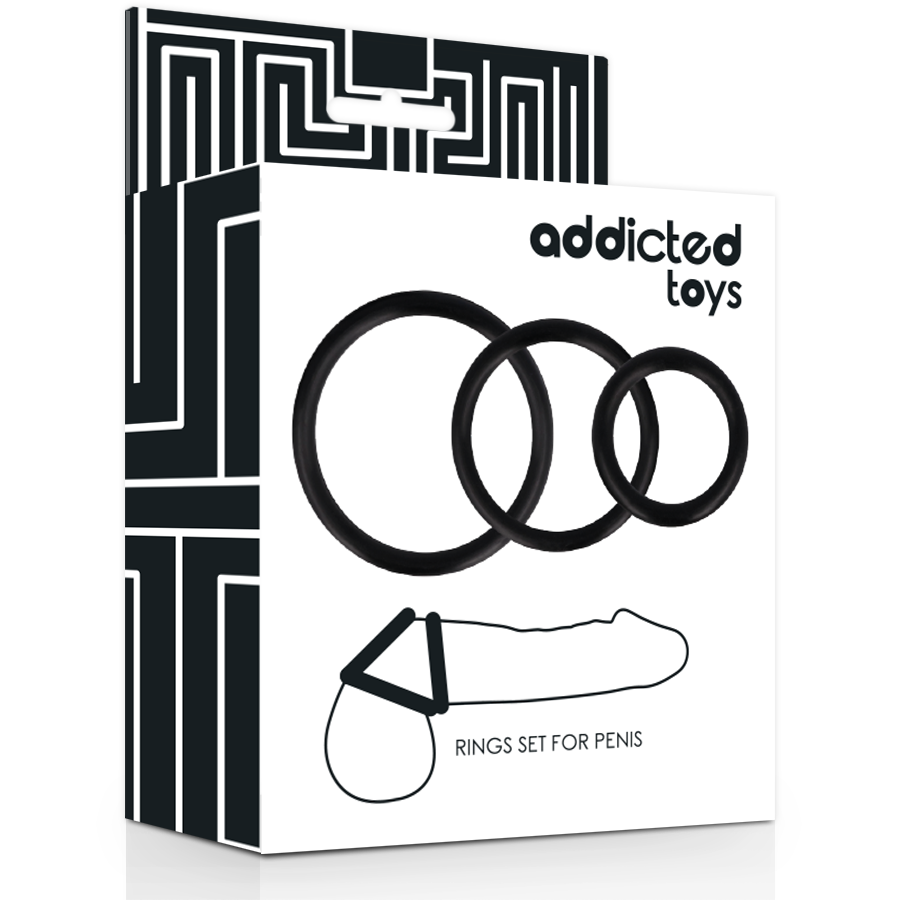 Ensemble Anneaux Péniens 3 Tailles Noir - Addicted Toys
