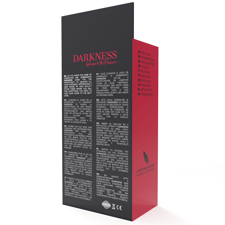 Darkness – Masque BDSM de Soumission Noir en Élasthanne avec Ouverture Yeux