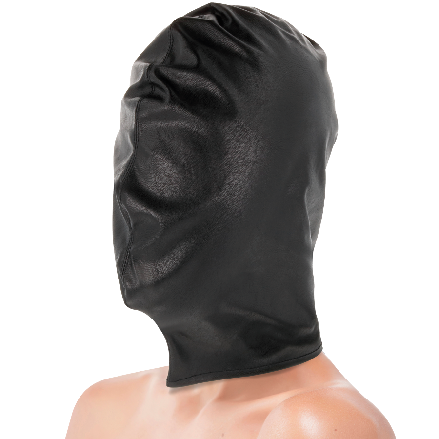 Darkness – Cagoule BDSM de soumission noire en satin