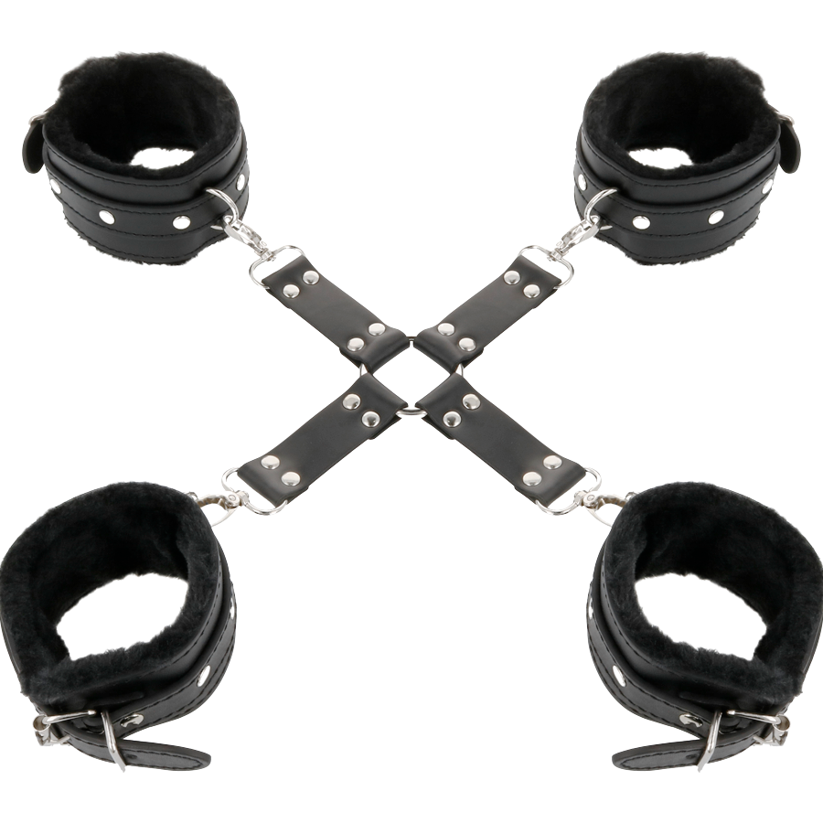 Dakness – Kit Hogtie en X en Cuir - Noir