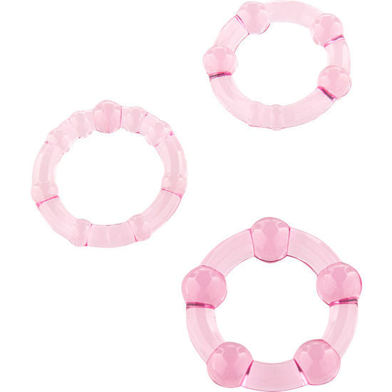 Ensemble de 3 anneaux péniens rose - Seven Creations - SEVEN CREATIONS