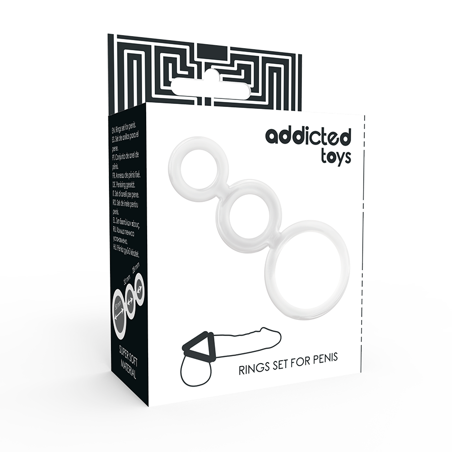 Anneaux Péniens Ensemble 3 Tailles Transparents - Addicted Toys
