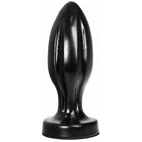 All Black - Plug Anal fisting en forme lisse avec rainures - 21 cm