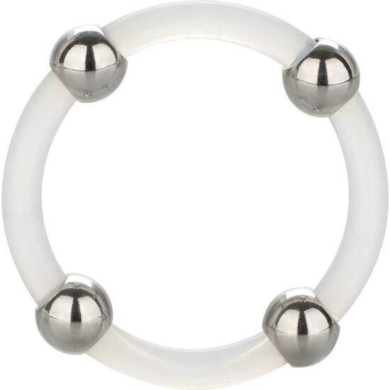 Anneau Pénien Silicone Perlé Acier Large - Calexotics