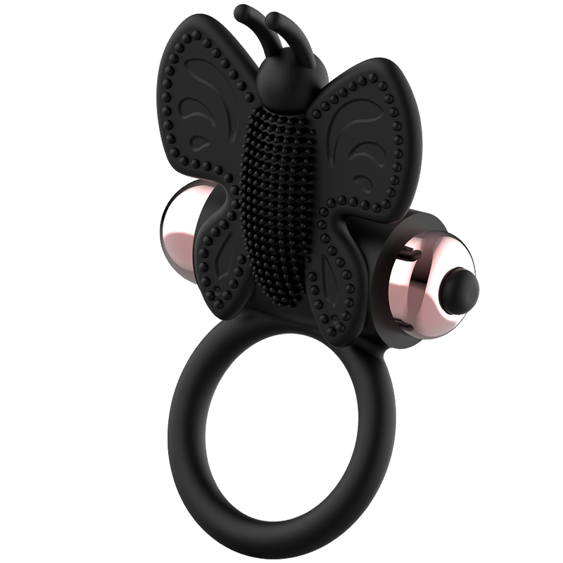 Cockring Vibrant Papillon Noir et Or - Coquette Chic Desire