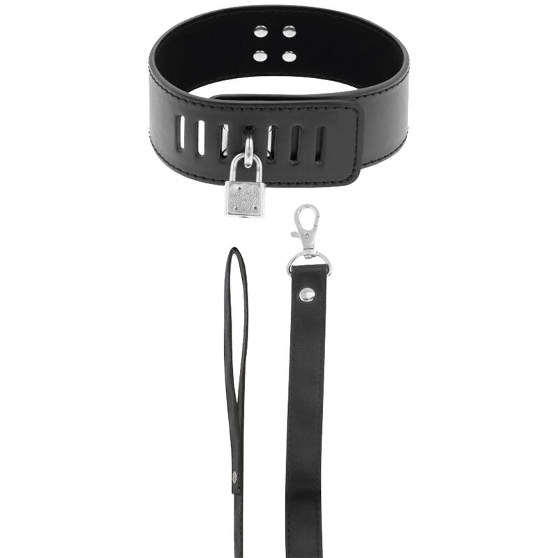 Collier BDSM avec serrure et laisse noire - Darkness - Darkness