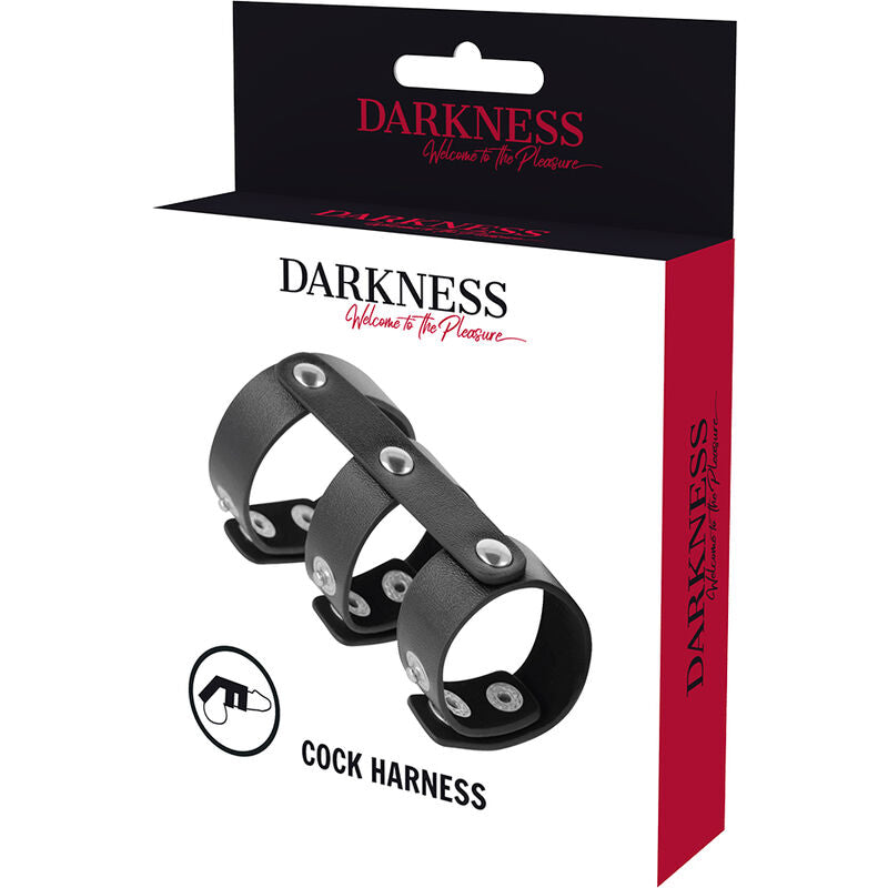 Cockring Double Anneau Pénis Testicules Cuir - Darkness - Darkness