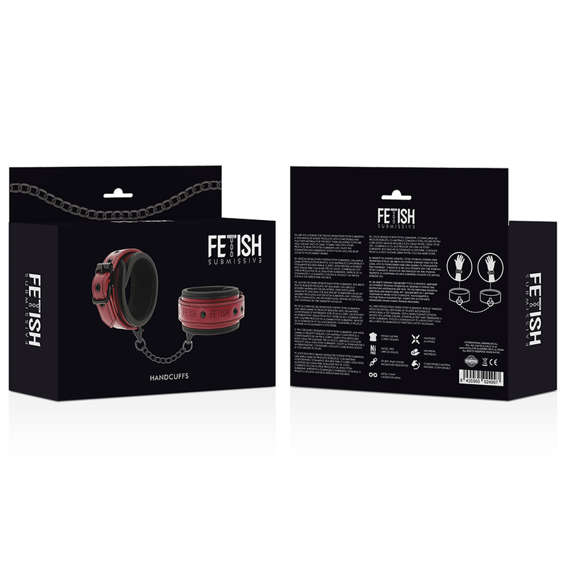 Fetish Submissive – Menottes BDSM en Cuir Synthétique Rouge