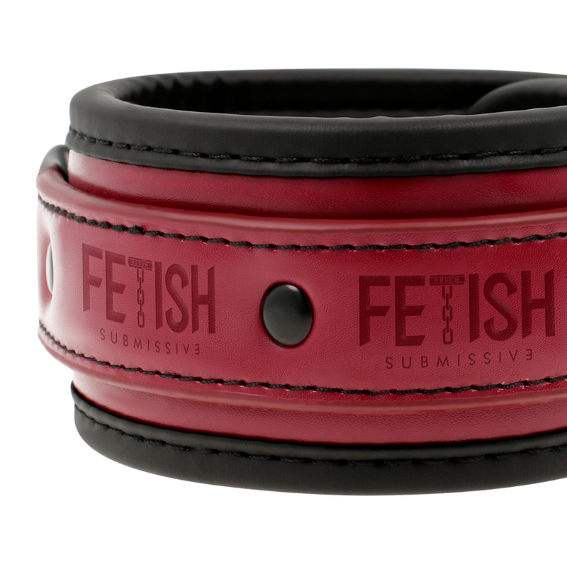Fetish Submissive – Menottes BDSM en Cuir Synthétique Rouge